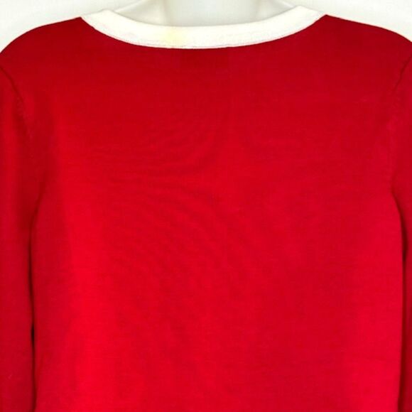 PENDLETON RED & OFF WHITE COTTON SWEATER SIZE M GOLD BUTTONS *SEE DESCRIPTION* - Picture 8 of 11
